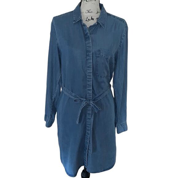 GAP soft belted blue Jean long-sleeve dress small - Picture 1 of 6
